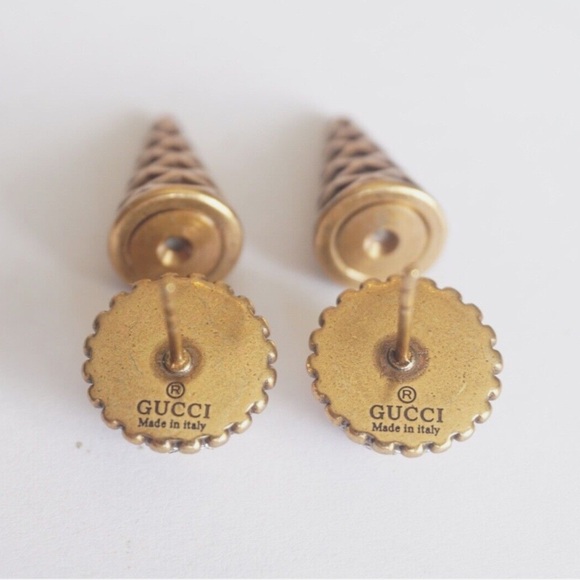 Gucci Gold Plated Crystal Studs - Picture 6 of 14